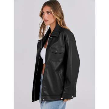 Chic ANRABESS Oversized Faux Leather Jackets for Women