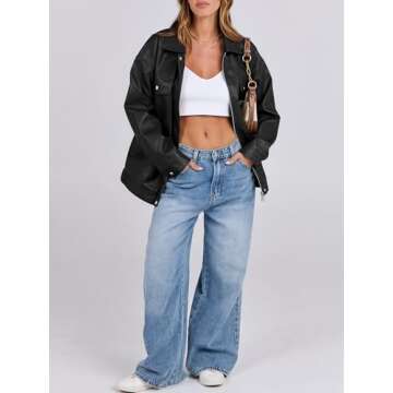 Chic ANRABESS Oversized Faux Leather Jackets for Women