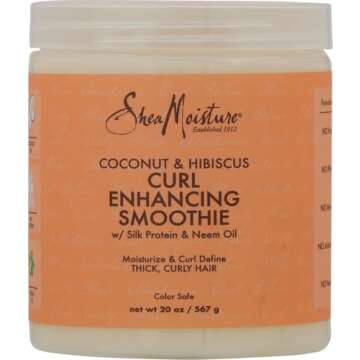 SheaMoisture Curl Enhancing Smoothie Hair Cream for Thick, Curly Hair Coconut and Hibiscus Sulfate F...