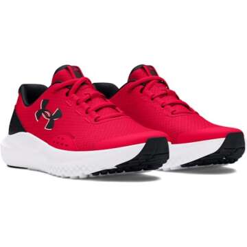 Under Armour Boys' Grade School Surge 4, (600) Red/Black/Black, 4, US