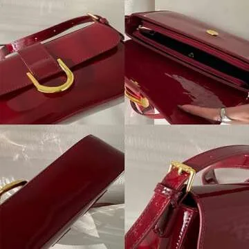 Small Shoulder Bag for women,Crossbody Purses,Leather Tote Handbag Clutch Hobo Purse,with Zipper Closure for Women (A-red)