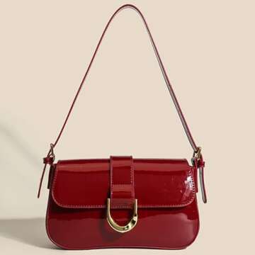 Small Shoulder Bag for women,Crossbody Purses,Leather Tote Handbag Clutch Hobo Purse,with Zipper Closure for Women (A-red)