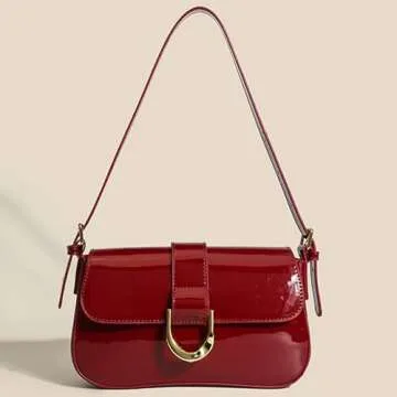 Small Shoulder Bag for women,Crossbody Purses,Leather Tote Handbag Clutch Hobo Purse,with Zipper Closure for Women (A-red)