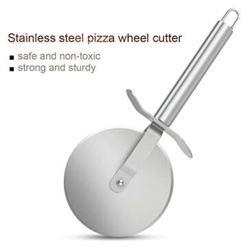 Cortador de pizza - Rueda cortadora de pizza de acero inoxidable con cuchillas de afeitar. Fácil limpieza, mango antideslizante, con barrera integrada para garantizar la seguridad de lo