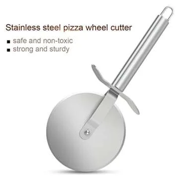Cortador de pizza - Rueda cortadora de pizza de acero inoxidable con cuchillas de afeitar. Fácil limpieza, mango antideslizante, con barrera integrada para garantizar la seguridad de lo