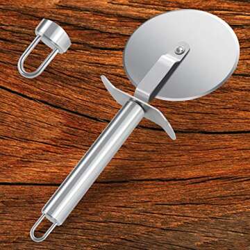 Cortador de pizza - Rueda cortadora de pizza de acero inoxidable con cuchillas de afeitar. Fácil limpieza, mango antideslizante, con barrera integrada para garantizar la seguridad de lo