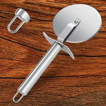 Cortador de pizza - Rueda cortadora de pizza de acero inoxidable con cuchillas de afeitar. Fácil limpieza, mango antideslizante, con barrera integrada para garantizar la seguridad de lo