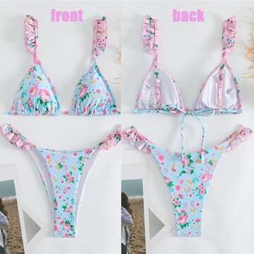 THSCWY Women's Floral Print 2 Piece Swimsuit with Ruffle Trim