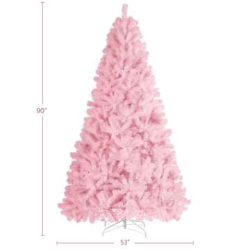 Yaheetech 7.5ft Pink Artificial Christmas Pine Tree Seasonal Holiday Carnival Home Party Decoration ...