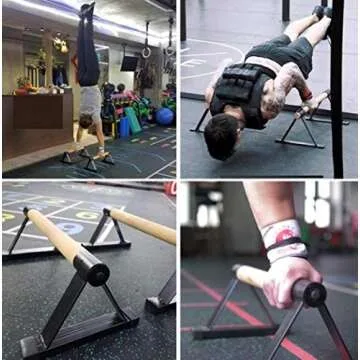 LONGTA Wooden Stretch Stand, Pushup Stands Bars Calisthenics Handstand, Non-Slip Yoga and Gymnastic ...