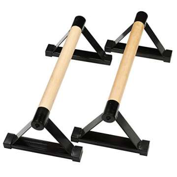 LONGTA Wooden Stretch Stand, Pushup Stands Bars Calisthenics Handstand,Non-Slip Yoga and Gymnastic Training Tool Russian Style Stretch Push-Ups Double Rod (Black)