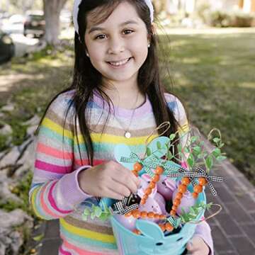 6 Pieces Wood Beads Carrots, Wooden Beads Carrots for Easter Decor, Easter Tiered Tray Decor, Easter Decorations for Home, Easter Tree Decorations, Spring Decor, Easter Gifts