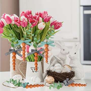 6 Pieces Wood Beads Carrots, Wooden Beads Carrots for Easter Decor, Easter Tiered Tray Decor, Easter Decorations for Home, Easter Tree Decorations, Spring Decor, Easter Gifts