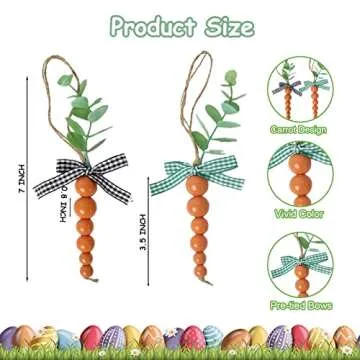 6 Pieces Wood Beads Carrots, Wooden Beads Carrots for Easter Decor, Easter Tiered Tray Decor, Easter Decorations for Home, Easter Tree Decorations, Spring Decor, Easter Gifts