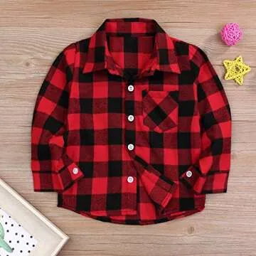 Kids Red Plaid Flannel Shirt for Boys and Girls