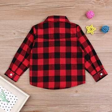 Kids Red Plaid Flannel Shirt for Boys and Girls