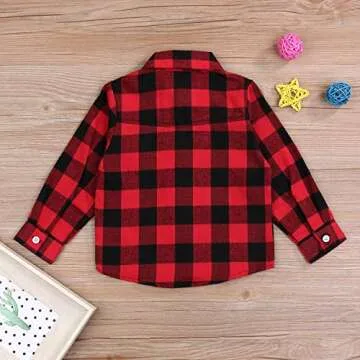 Kids Red Plaid Flannel Shirt for Boys and Girls