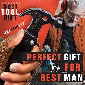 VEITORLD Gifts for Men Him Husband Valentine's Day, Cool Survival Tools Hammer Multitool, Unique Gifts for Husband from Wife, Anniversary Birthday Gift for Husband Wife Boyfriend, Camping Accessories