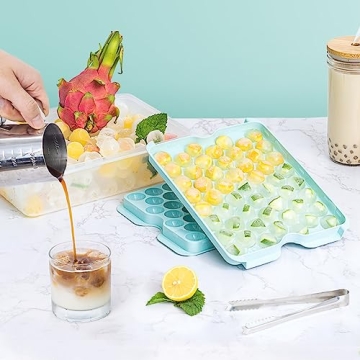 Combler Small Round Ice Cube Tray Set - Easy Release Mold