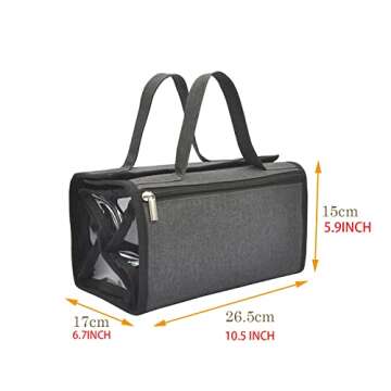 Jula Vance Large Capacity Hanging Eco Polyester Travel Toiletry Bag Makeup Cosmetic Bag 4-in-1 Roll-Up Make Up Storage Organizer With 4 detachable Removable Zipper Clear TPU Pouches & Hook