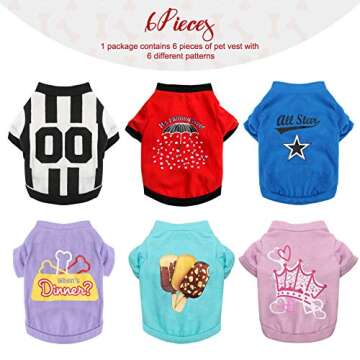 HYLYUN 6 Pieces Printed Girl Puppy Shirt - Soft Breathable Pet T-Shirt Puppy Dog Clothes Soft Sweats...
