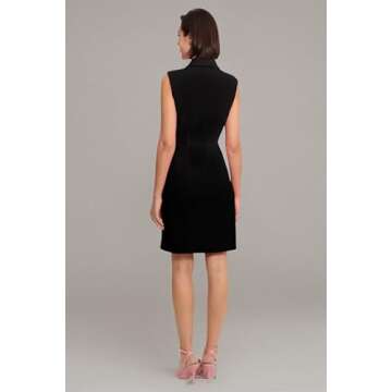 Donna Morgan Women's Lapel Collared Career Sheath Dress Office Workwear Desk to Dinner Event Reception Ceremony, Black