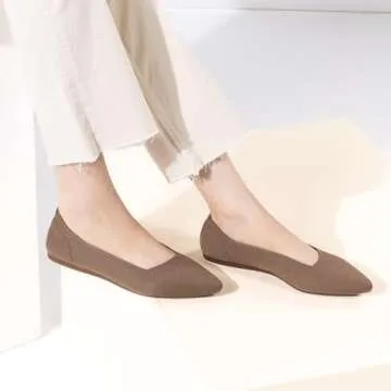 Frank Mully Womens Pointed Toe Flats Knit Dress Shoes Comfort Women Shoes Slip On Shoes for Woman Cl...