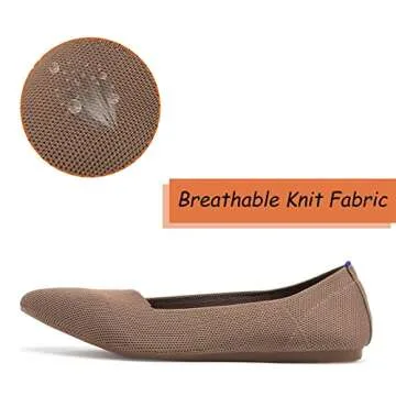 Frank Mully Womens Pointed Toe Flats Knit Dress Shoes Comfort Women Shoes Slip On Shoes for Woman Classic Softable Shoes Low Wedge Brown, 9