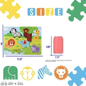 Wooden Toddler Puzzle Set with Storage Rack & Teaching Clock