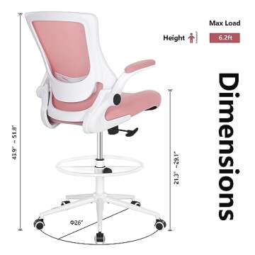Misolant Tall Office Chair, Drafting Chair for Standing Desk, High Office Chair with Adjustable Lumb...