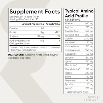 Sports Research Organic Collagen Peptides for Wellness