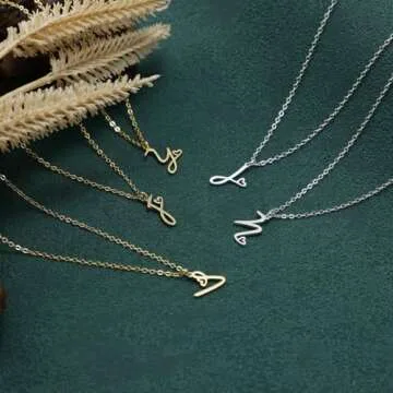 CAROVO Initial Necklaces for Women, Dainty Silver Initial Necklace Letter J Initial Pendant Necklace Cute Silver Initial Necklace for Women Jewelry Gifts for Mom