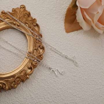 CAROVO Initial Necklaces for Women, Dainty Silver Initial Necklace Letter J Initial Pendant Necklace Cute Silver Initial Necklace for Women Jewelry Gifts for Mom