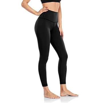 HeyNuts Hawthorn Athletic High Waisted Yoga Leggings for Women, Buttery Soft Workout Pants Compression 7/8 Leggings with Inner Pockets Black_25'' S(4/6)