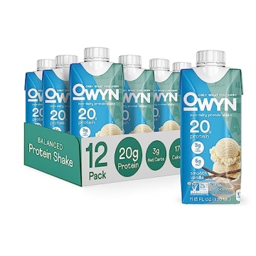 OWYN 20g Protein Shake - Smooth Vanilla Vegan Blend with Prebiotics and Superfoods (12 Pack)