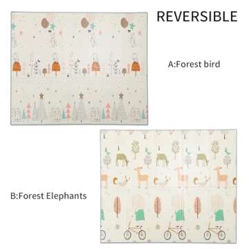 Gupamiga Baby Folding mat Play mat Extra Large Foam playmat Crawl mat Reversible Waterproof Portable Double Sides Kids Baby Toddler Outdoor or Indoor Use Non Toxic, Colorful（57x76x0.4in）