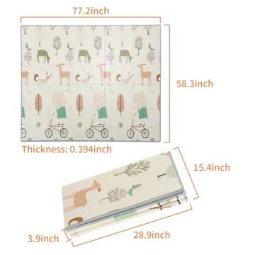 Gupamiga Baby Folding mat Play mat Extra Large Foam playmat Crawl mat Reversible Waterproof Portable Double Sides Kids Baby Toddler Outdoor or Indoor Use Non Toxic, Colorful（57x76x0.4in）