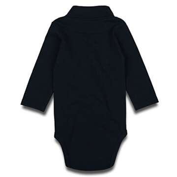ROMPERINBOX Solid Black Baby Turtleneck Bodysuit Long Sleeve Outfits (Black,0-3 Months)