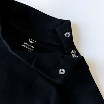 ROMPERINBOX Solid Black Baby Turtleneck Bodysuit Long Sleeve Outfits (Black,0-3 Months)