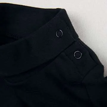 ROMPERINBOX Solid Black Baby Turtleneck Bodysuit Long Sleeve Outfits (Black,0-3 Months)