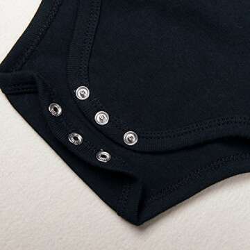 ROMPERINBOX Solid Black Baby Turtleneck Bodysuit Long Sleeve Outfits (Black,0-3 Months)