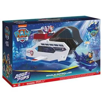 Paw Patrol Aqua Pups Whale Patroller Team Vehicle with Chase Action Figure, Toy Car and Vehicle Laun...
