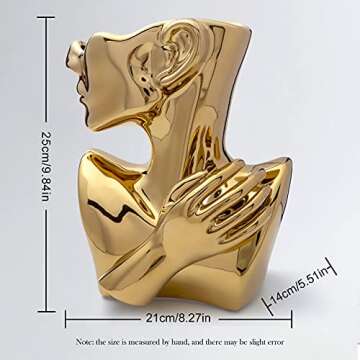 Notakia Succulent Planter Bust Vase Small Face Plante Head Face Vase Home Decoration Succulent Cactus Indoor Plant Pot (Gold)