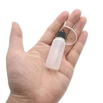 MYYZMY 12 Pcs Precision Tip Applicator Bottles, 6 Pcs 1 Ounce and 6 Pcs 0.5 Ounce Translucent Glue Bottles, with 2 Mini Funnel, Multicolor Lids