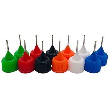 MYYZMY 12 Pcs Precision Tip Applicator Bottles, 6 Pcs 1 Ounce and 6 Pcs 0.5 Ounce Translucent Glue Bottles, with 2 Mini Funnel, Multicolor Lids