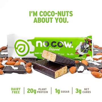 NO COW Chocolate Coconut Almond Bar 12 Count - Vegan Snack
