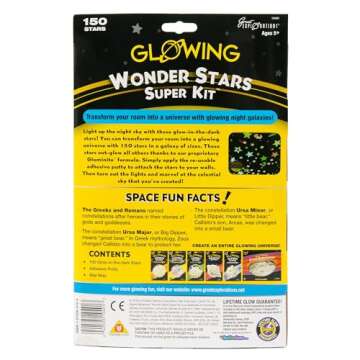 Great Explorations: Wonder Stars Super Kit, Glow In The Dark Ceiling Stars. 150 Pieces In 4 Sizes Reusable Sizes
