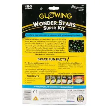 Great Explorations: Wonder Stars Super Kit, Glow In The Dark Ceiling Stars. 150 Pieces In 4 Sizes Reusable Sizes