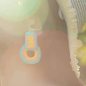 Statement Raffia Earrings Cute Boho Earrings Rattan Dangle Earrings Handmade Straw Wrap Earrings Sum...