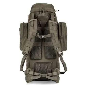 5.11 Tactical Military RUSH100 60L Deployment Backpack, Hydration & Storage Ready, Style 56555, Ranger Green, Small/Medium: 30"-36" Hip